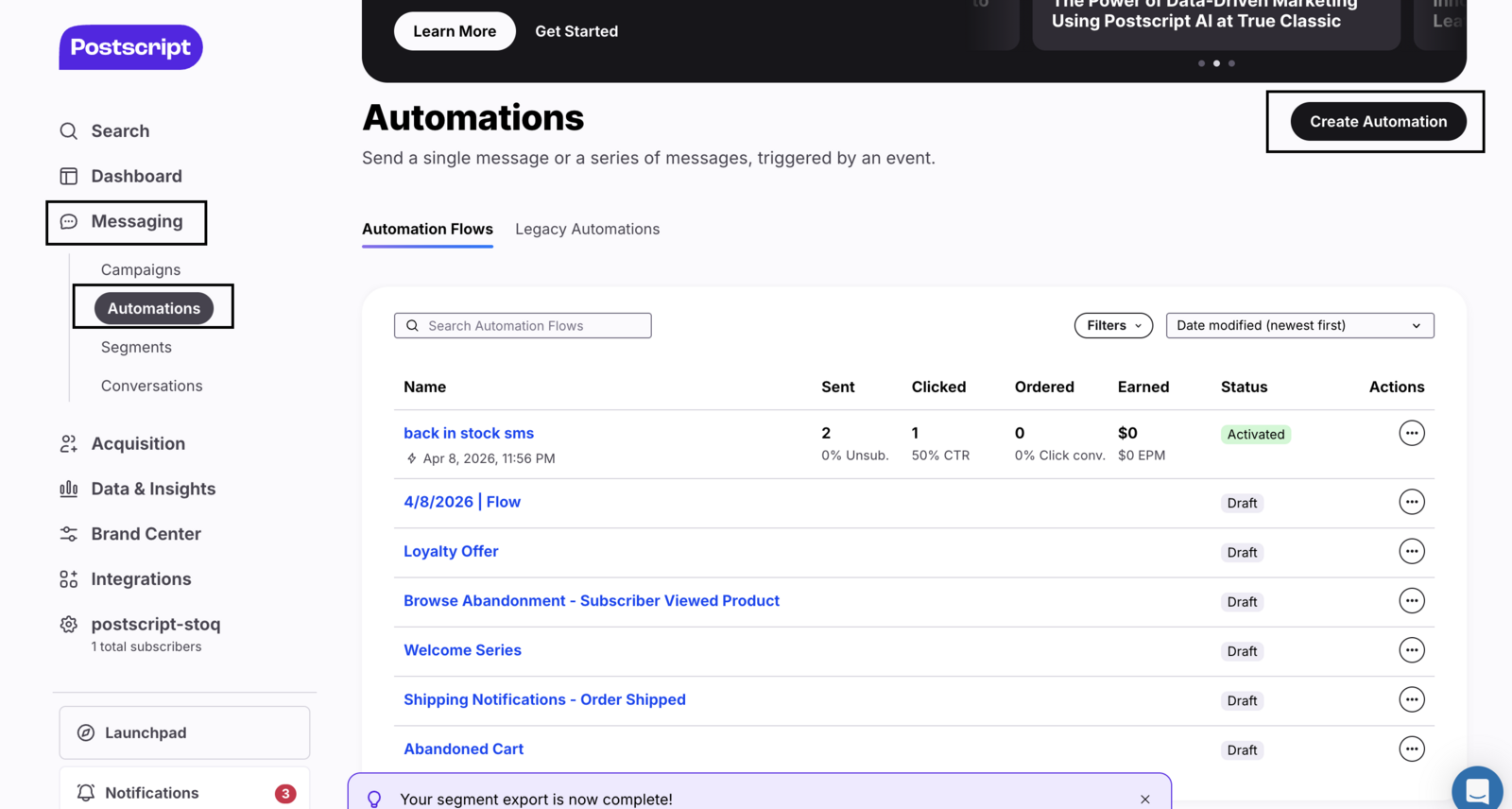 Creating a new Flow in Postscript