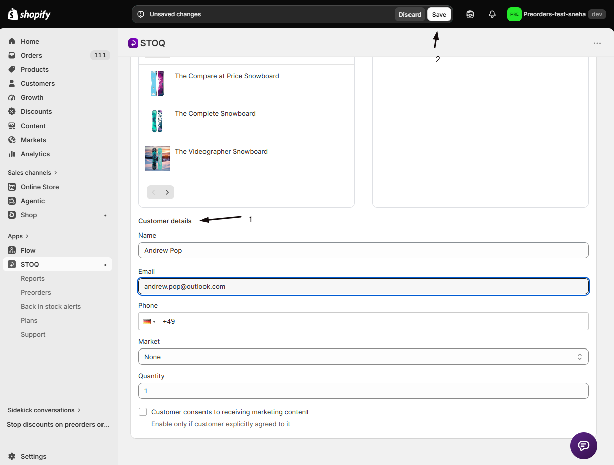 The Customer details fields on the Add signup form