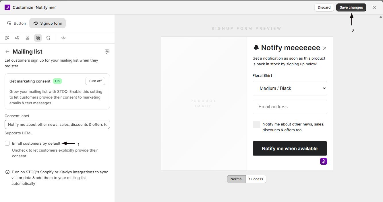 The Enroll customers by default checkbox
