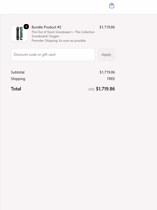 A Single product bundle order with the STOQ-preorder tag after disabling selling plans