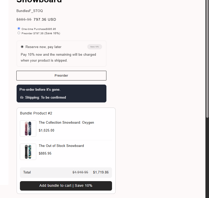 A Fixed Bundle with Separate line items at checkout