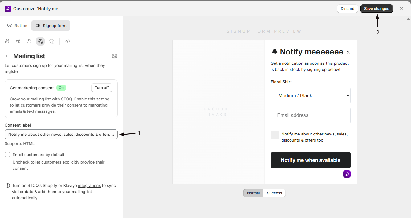 The Consent label field
