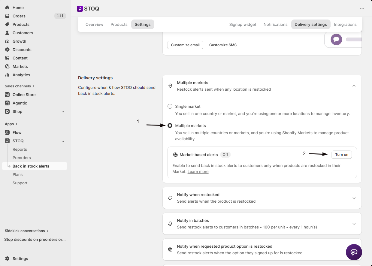 Market-based alerts with markets mapped to their locations
