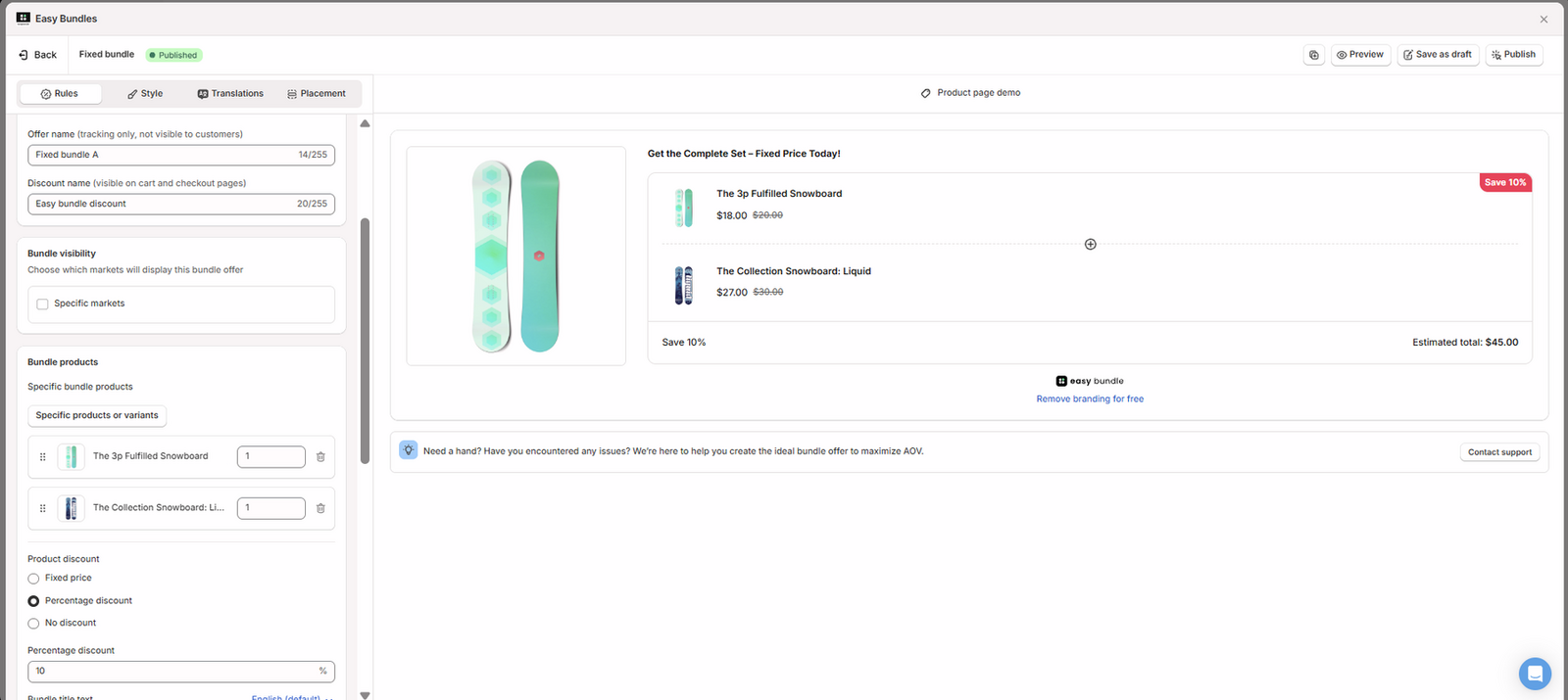A Fixed Bundle with a STOQ preorder and an in-stock product