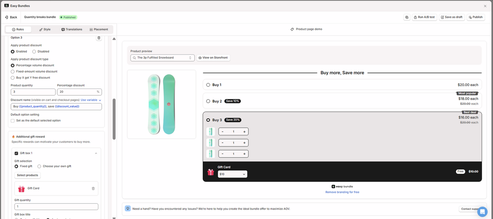 A Quantity Breaks free gift with a preorder product