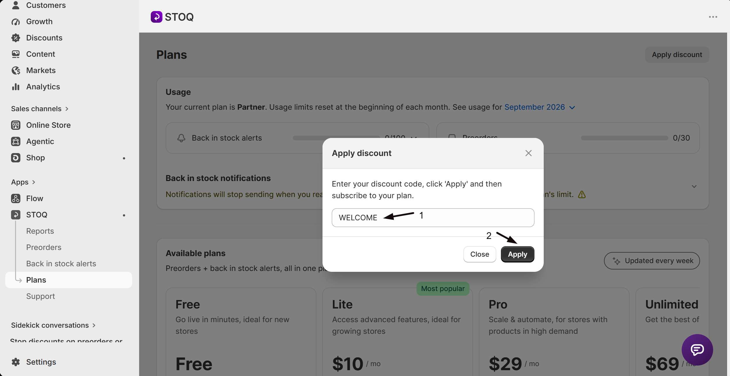 The plan cards updated with discounted prices