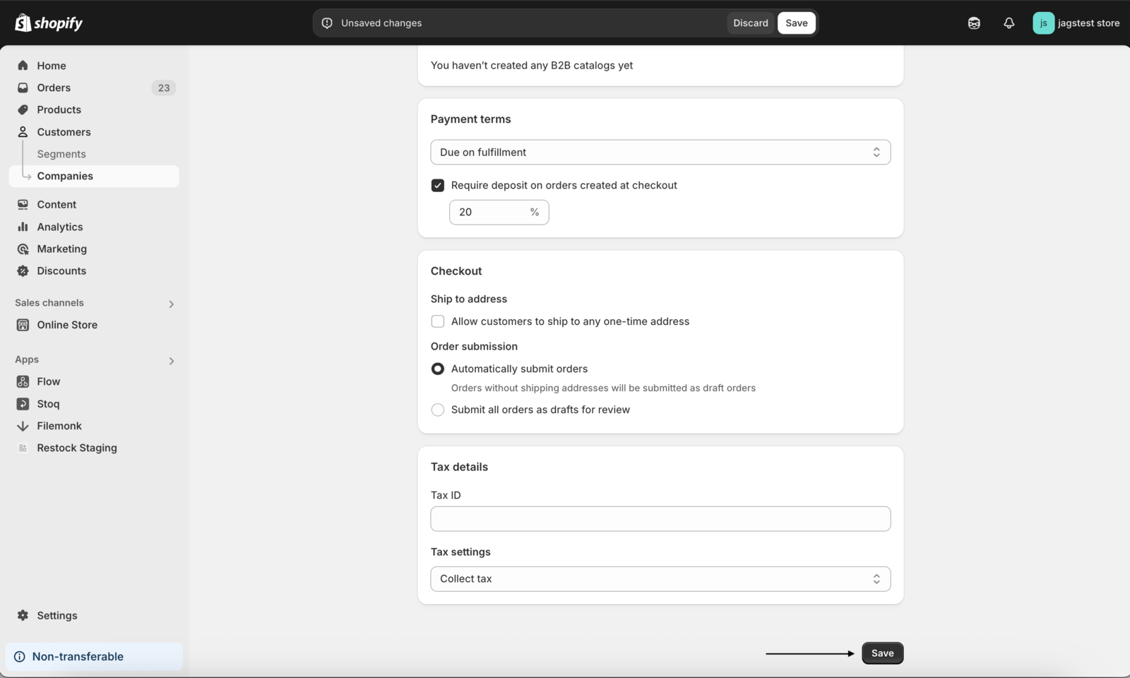 The payment terms and ordering preferences