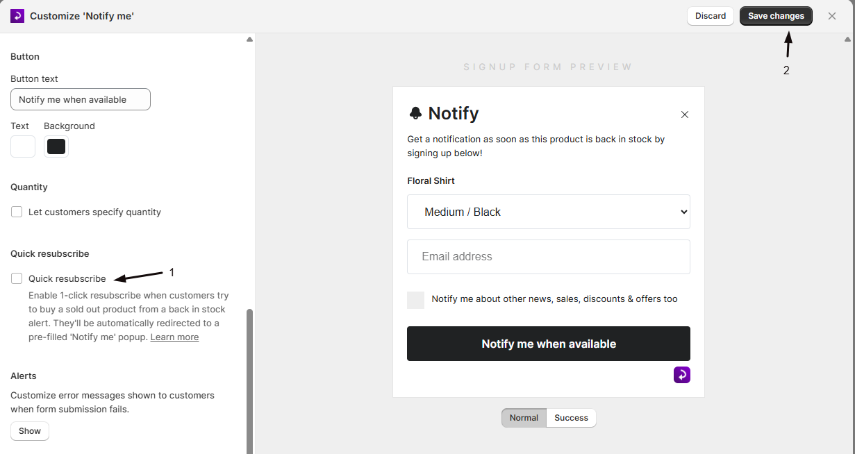 The Quick resubscribe option and its Banner text field