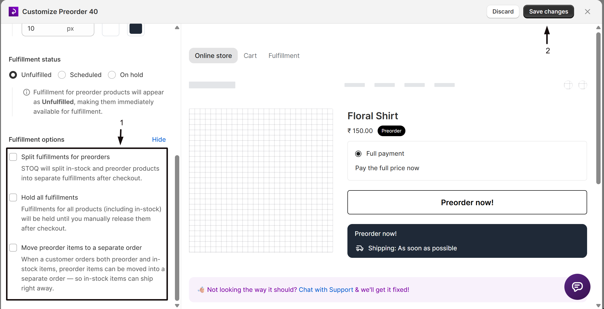 The Fulfillment options for mixed orders