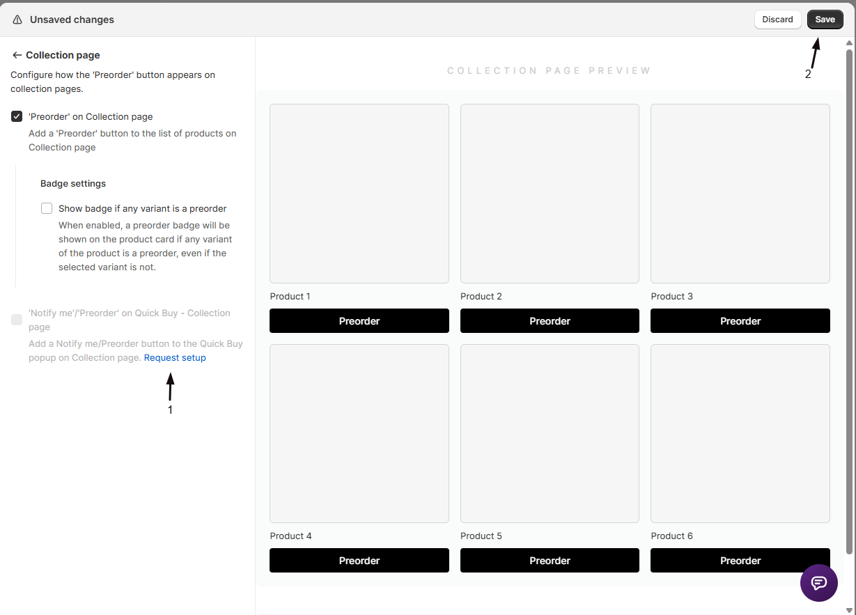 The Quick Buy checkbox with a Request setup link