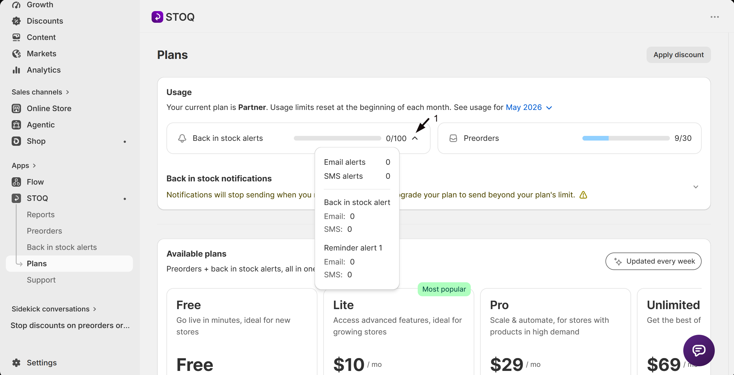 The email vs SMS usage breakdown popover