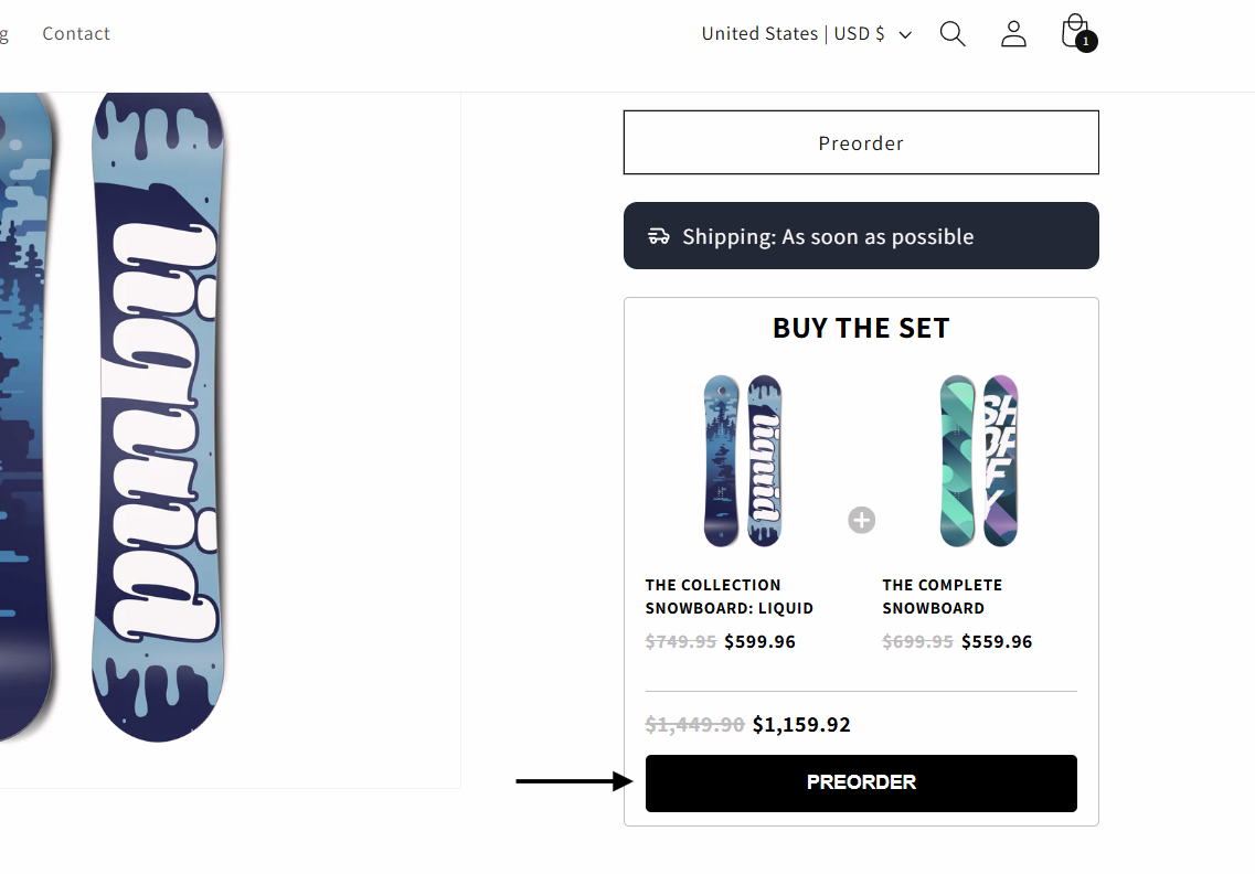 An MBC bundle widget with a preorder product