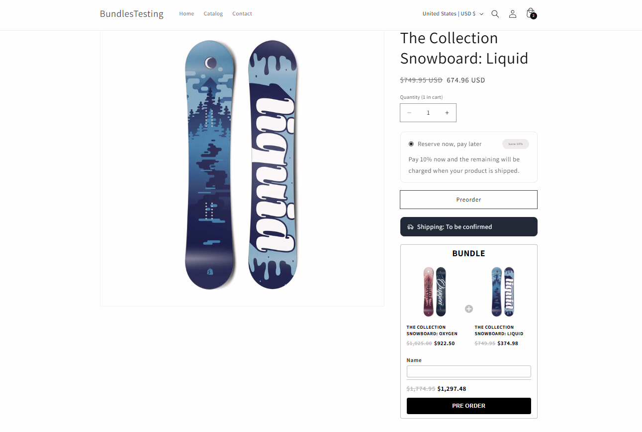 The preorder details shown on a Separate products bundle